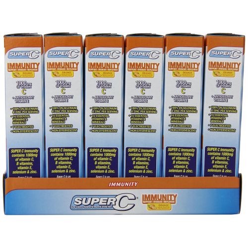  Super C Immunity Vitamin and Mineral Singles To Go Water Drink Mix - Orange Powder Sticks (12 Boxes...