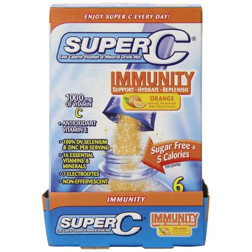  Super C Immunity Vitamin and Mineral Singles To Go Water Drink Mix - Orange Powder Sticks (12 Boxes...