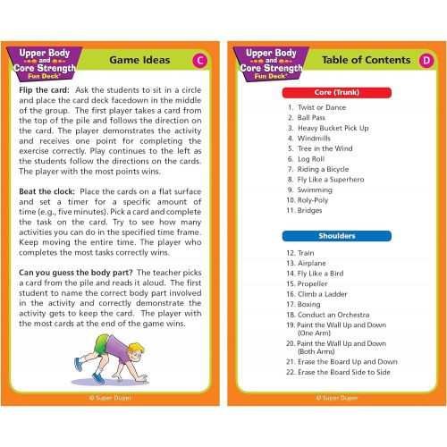 Super Duper Publications | Upper Body and Core Strength Fun Deck | Occupational Therapy Flash Cards | Educational Learning Materials for Children