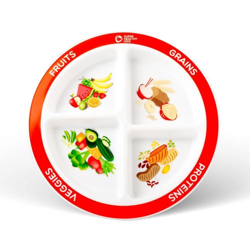  Super Healthy Kids MyPlate Divided Kids Portion Plate Plus Dairy Bowl and Elementary Lesson Plan Teaching Tool