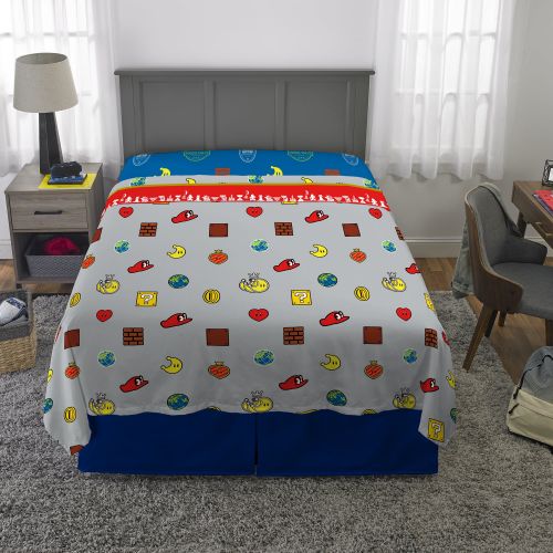 슈퍼마리오 Nintendo Super Mario Odyssey Fun Kids Bedding Sheet Set, Full