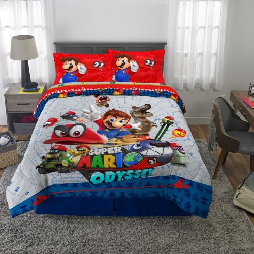 슈퍼마리오 Nintendo Super Mario Odyssey Fun Kids Bedding Sheet Set, Full