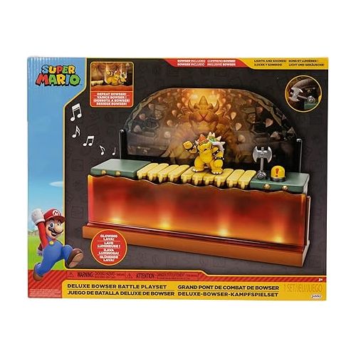 슈퍼마리오 Super Mario Nintendo Deluxe Bowser Battle Playset with Lights and Sounds, 2.5 Inch Bowser Action Figure Included