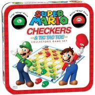 USAOPOLY Super Mario Checkers & Tic-Tac-Toe Collector's Game Set | Featuring Super Mario Bros - Mario & Luigi | Collectible Checkers and TicTacToe Perfect for Mario Fans