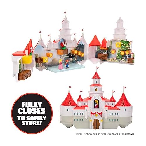 슈퍼마리오 THE SUPER MARIO BROS. MOVIE - Mushroom Kingdom Castle Playset with Mini 1.25” Mario and Princess Peach Figures