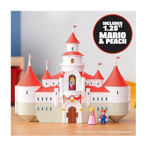 슈퍼마리오 THE SUPER MARIO BROS. MOVIE - Mushroom Kingdom Castle Playset with Mini 1.25” Mario and Princess Peach Figures