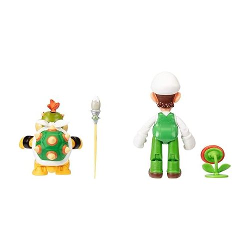 슈퍼마리오 Super Mario Nintendo 4 Inch Action Figure 2-Pack: Fire Luigi & Bowser Jr. with Accessories