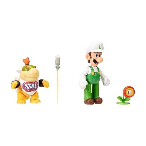 슈퍼마리오 Super Mario Nintendo 4 Inch Action Figure 2-Pack: Fire Luigi & Bowser Jr. with Accessories