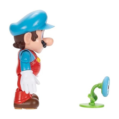 슈퍼마리오 Nintendo Super Mario 4-Inch Ice Mario Poseable Figure with Ice Flower Accessory. Ages 3+ (Officially Licensed)