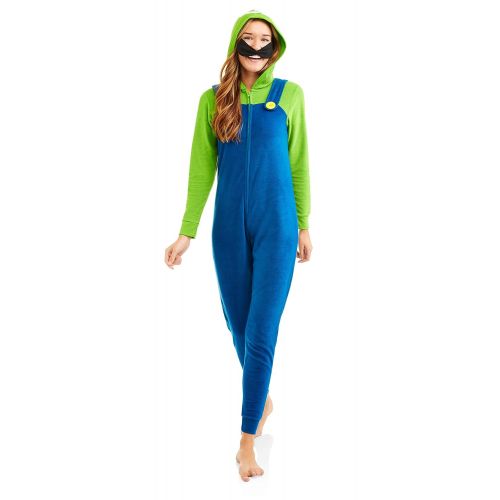 슈퍼마리오 Super Mario Womens Faux Fur Licensed Sleepwear Adult Costume Union Suit Pajama