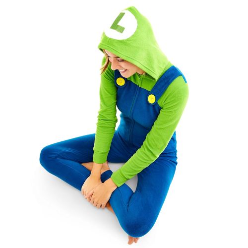 슈퍼마리오 Super Mario Womens Faux Fur Licensed Sleepwear Adult Costume Union Suit Pajama