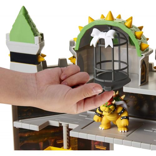 슈퍼마리오 Nintendo Bowsers Castle Super Mario Deluxe Bowsers Castle Playset with 2.5 Exclusive Articulated Bowser Action Figure, Interactive Play Set with Authentic In-Game Sounds