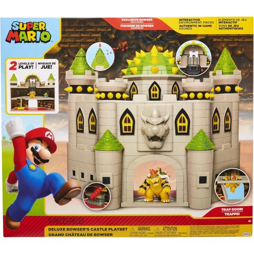 슈퍼마리오 Nintendo Bowsers Castle Super Mario Deluxe Bowsers Castle Playset with 2.5 Exclusive Articulated Bowser Action Figure, Interactive Play Set with Authentic In-Game Sounds