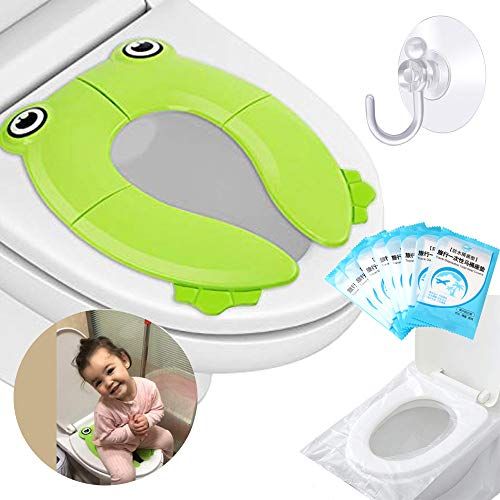  [아마존베스트]Super More Supermore Upgrade Folding Portable Travel Potty Seat Silicone Pads Home Reusable Toilet Potty...