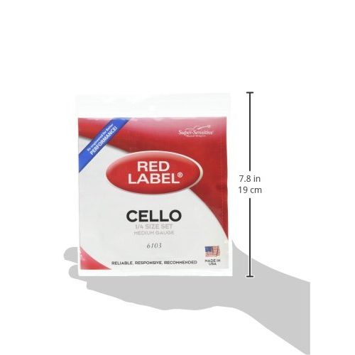  Super Sensitive Super-Sensitive 6103 Red Label Cello String Set, 1/4 Size, Medium