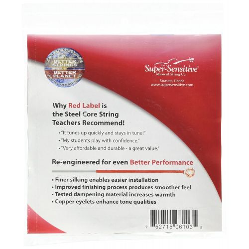  Super Sensitive Super-Sensitive 6103 Red Label Cello String Set, 1/4 Size, Medium