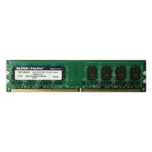  Super Talent DDR2-667 2 GB128x8 16-Chip Memory T667UB2GV - Bulk