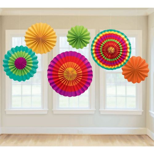  Super Z Outlet Fiesta Colorful Paper Fans Round Wheel Disc Southwestern Pattern Design for Party, Event, Home Decoration (Southwestern)