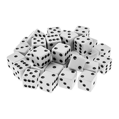  [아마존베스트]Super Z Outlet Standard 16mm White Dice with Black Pips Dots for Board Games, Activity, Casino Theme, Party Favors, Toy Gifts (100 Pack)