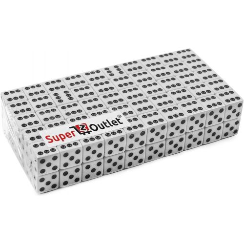  [아마존베스트]Super Z Outlet Standard 16mm White Dice with Black Pips Dots for Board Games, Activity, Casino Theme, Party Favors, Toy Gifts (100 Pack)