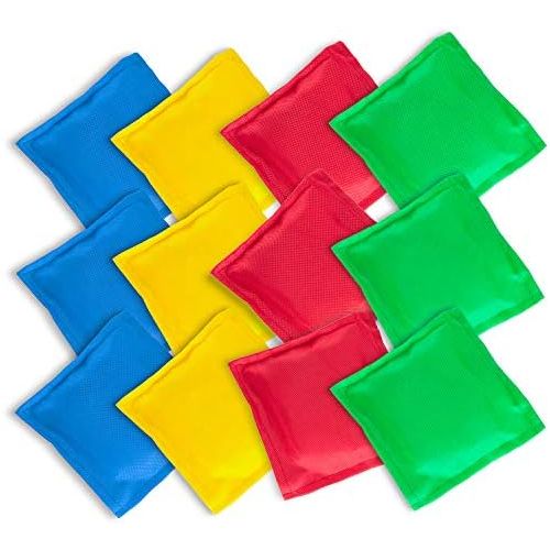  [아마존베스트]Super Z Outlet Nylon Cornhole Bean Bags Toy Set Sack Hand Toss Games Weights for Kids (5 x 5 Assorted Colors) (12 Pack)