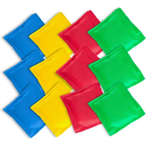  [아마존베스트]Super Z Outlet Nylon Cornhole Bean Bags Toy Set Sack Hand Toss Games Weights for Kids (5 x 5 Assorted Colors) (12 Pack)