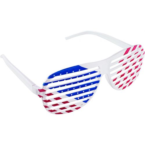  Super Z Outlet American Flag USA Patriotic Design Plastic Shutter Glasses Shades Sunglasses Eyewear for Party Props, Decoration (12 Pairs)