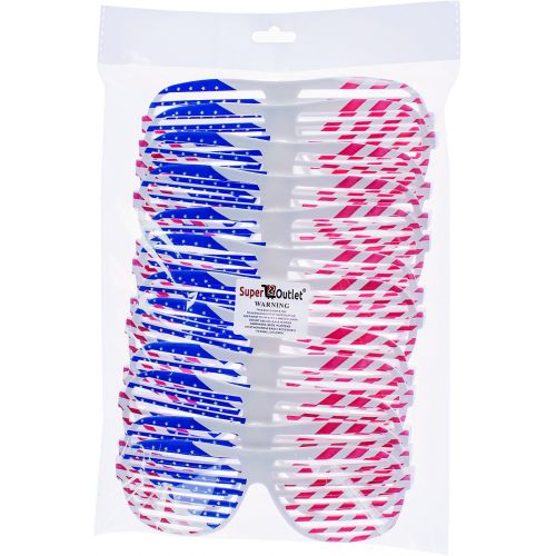  Super Z Outlet American Flag USA Patriotic Design Plastic Shutter Glasses Shades Sunglasses Eyewear for Party Props, Decoration (12 Pairs)