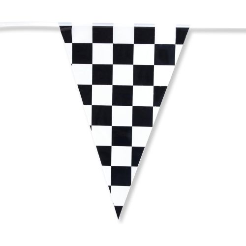  Super Z Outlet 100 Foot Long Race Track Car Finish Line Black and White Plastic Pennant Party Checker Pattern String Curtain Banner for Decorations, Birthdays, Event Supplies, Festivals, Children