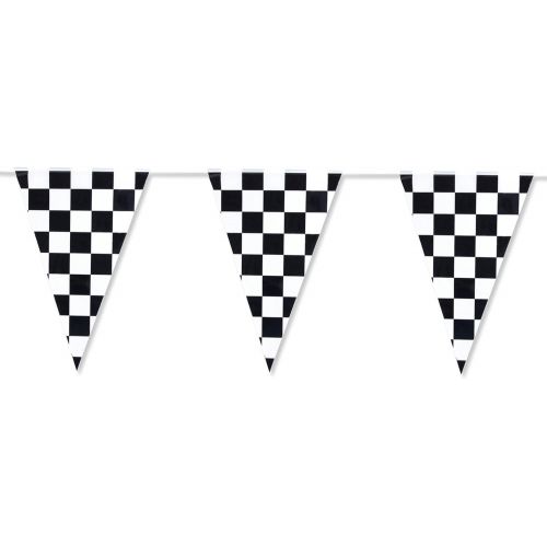  Super Z Outlet 100 Foot Long Race Track Car Finish Line Black and White Plastic Pennant Party Checker Pattern String Curtain Banner for Decorations, Birthdays, Event Supplies, Festivals, Children