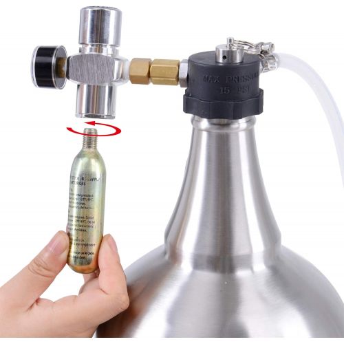  [아마존 핫딜] SuperHandy Growler 1 Gallon 128 Ounce Stainless Steel Double Wall Insulated Tap Dispenser for Craft/Draft/Homebrew Beer 30PSI Regulator Relief Ring Food Grade use 12/16 Gram 3/8-24