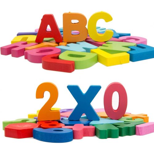  [아마존베스트]Alphabet Blocks Learning Puzzle | Wooden Upper Case Letter and Number Learning Board Toy - Ideal for Early Educational Learning for Kindergarten Toddlers & Preschools