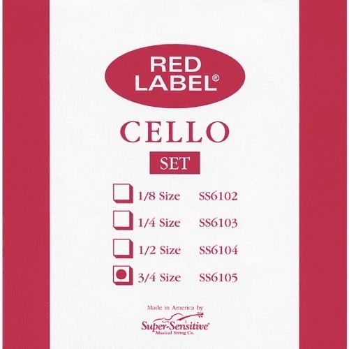  Super-Sensitive Red Label Cello String Set - 3/4 Size