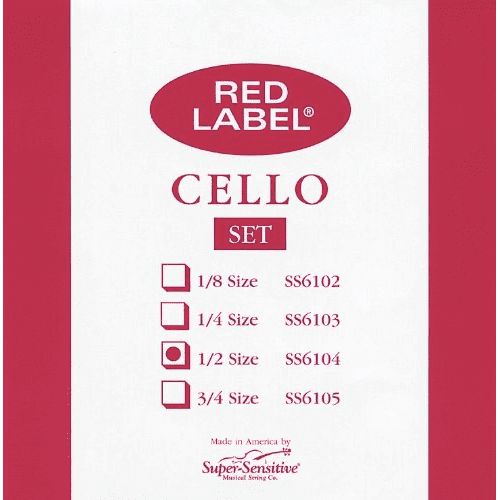 Super-Sensitive Red Label Cello String Set - 1/2 Size