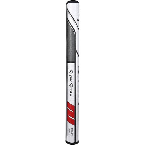  SuperStroke Traxion Tour XL+Plus Golf Putter Grip, White/Red/Gray