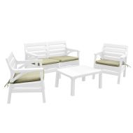Superio Premium Weather Resistant Patio Furniture Set Cushioned Loveseat with Matching Chairs & Accent Outdoor Table 4 Color Options to Match Your Decor & Yard Backyard Poolside Fu