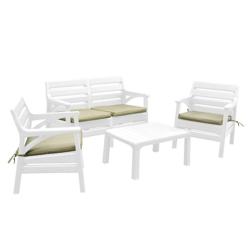  Superio Premium Weather Resistant Patio Furniture Set Cushioned Loveseat with Matching Chairs & Accent Outdoor Table 4 Color Options to Match Your Decor & Yard Backyard Poolside Fu