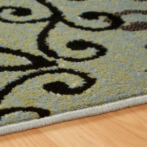  Superior Contemporary Leigh Collection Area Rug -Modern Area Rug, 8 mm Pile, Floral Medallion Design with Jute Backing, Blue, 26 x 8