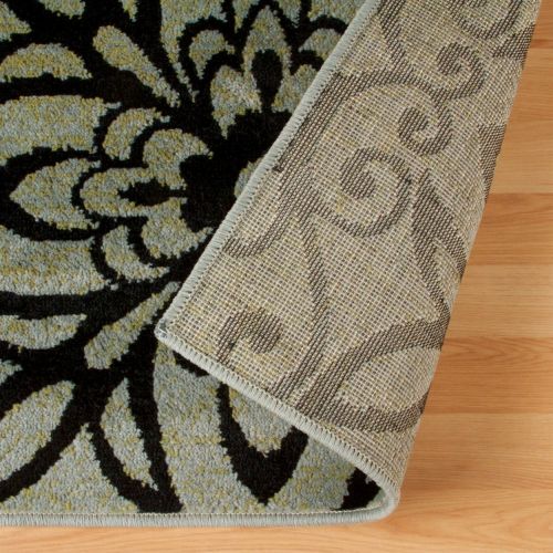  Superior Contemporary Leigh Collection Area Rug -Modern Area Rug, 8 mm Pile, Floral Medallion Design with Jute Backing, Blue, 26 x 8