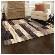 Superior Modern Rockwood Collection Area Rug, Modern Area Rug, 8 mm Pile, Geometric Design with Jute Backing, Chocolate, 5 x 8