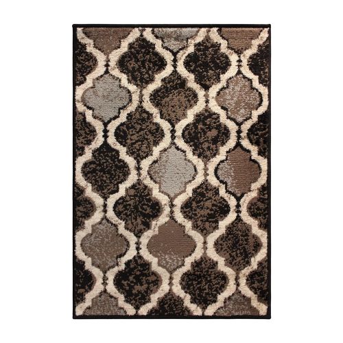  Superior Modern Viking Collection Area Rug - Modern Area Rug, 8 mm Pile, Geometric Trellis Pattern with Jute Backing, Chocolate, 2 x 3