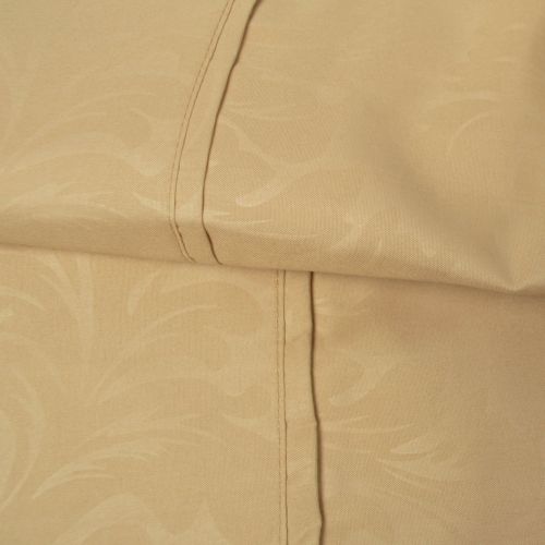  Superior Wrinkle Resistant 3000 Series Ivy Embossed Bed Sheet Set with Bonus Pillowcase Set, Full, Gold