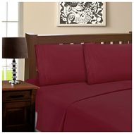 Superior 100% Brushed Microfiber Wrinkle Resistant Queen Sheet Set, 4-Piece, Burgundy