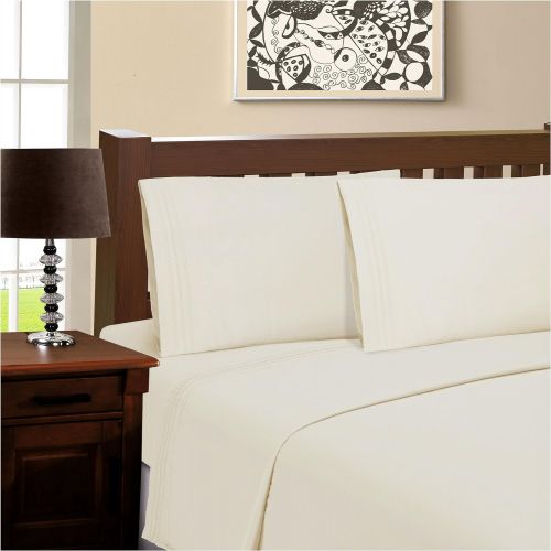  Superior 100% Brushed Microfiber Wrinkle Resistant King Sheet Set, 4-Piece, Ivory