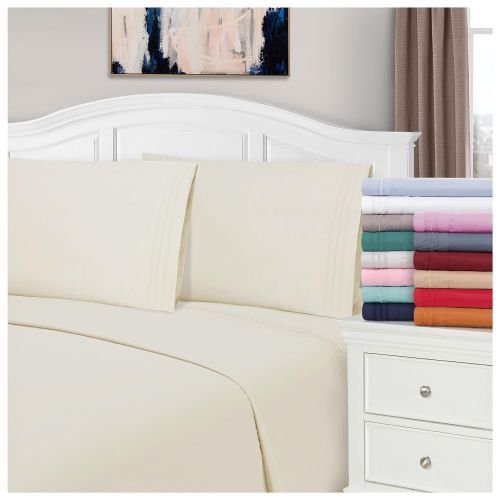  Superior 100% Brushed Microfiber Wrinkle Resistant Queen Sheet Set, 4-Piece, Teal