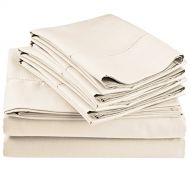 Superior 600 Thread Count Rich Hem Stitch Sheet Set with Bonus Pillowcases, Olympic Queen, Ivory