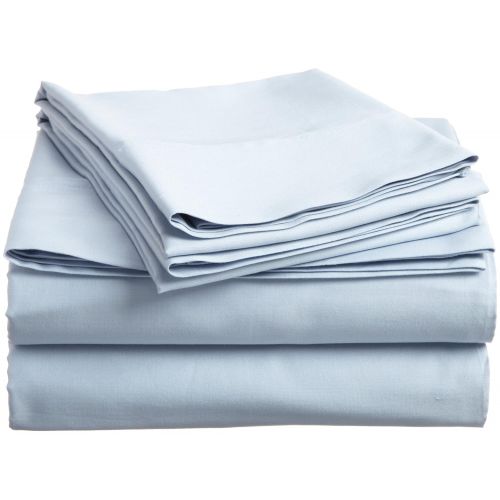  Superior 400 Thread Count Solid 3-Piece Sheet Set, Twin, Light Blue