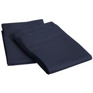 Superior 1000 Thread Count 100% Egyptian Cotton, Single Ply, Standard 2-Piece Pillowcase Set, Solid, Navy Blue