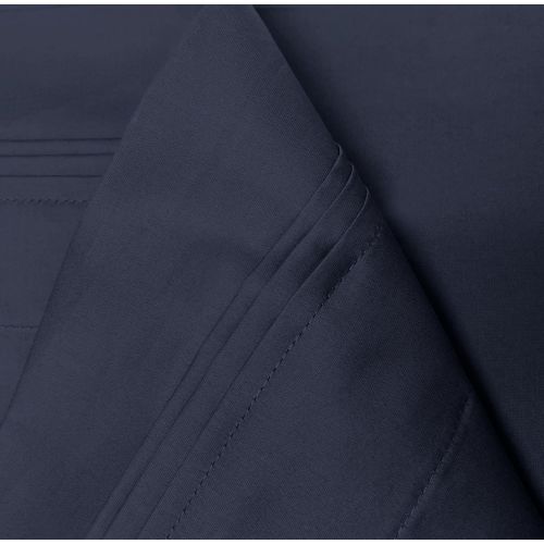  Superior 1000 Thread Count 100% Egyptian Cotton, Single Ply, Standard 2-Piece Pillowcase Set, Solid, Navy Blue