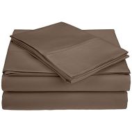 Superior 450 Thread Count Combed Cotton, Deep Pocket, Single Ply, 4-Piece Queen Bed Sheet Set, Solid, Taupe